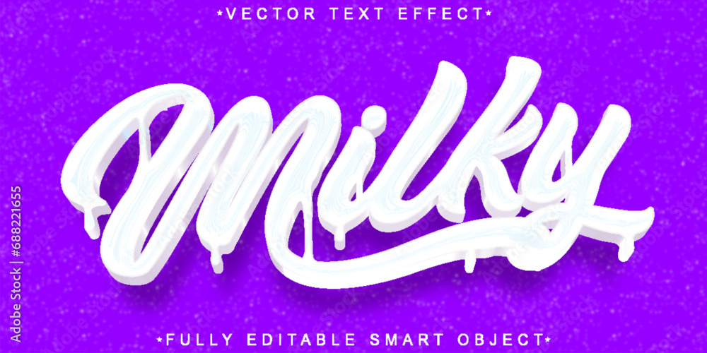 Poster milky vector fully editable smart object text effect