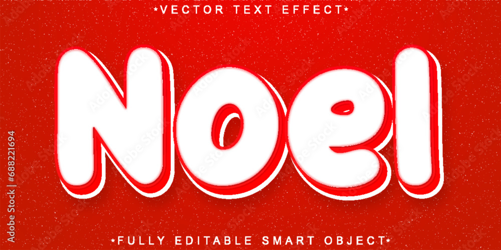 Poster red christms noel cartoon vector fully editable smart object text effect
