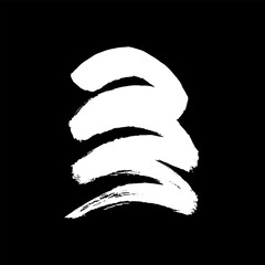 Vector abstract ink drawing, brush stroke. White on black. Background, decorative element, decor, oriental style, Japan, China. Eps10