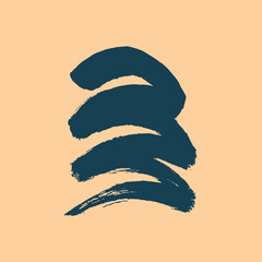 Vector abstract drawing, ink and brush stroke, sketch, calligraphy, doodle. Blue, beige. Background, decorative element, decor, East, Japan, China. Eps10