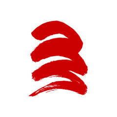 Vector abstract drawing, ink and brush stroke. Red on white. Background, decorative element, decor, oriental style, Japan, China. Eps10