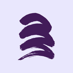 Vector drawing, ink and brush stroke, sketch, calligraphy, abstraction. Violet. Background, decorative element, East, Japan, China. Eps10