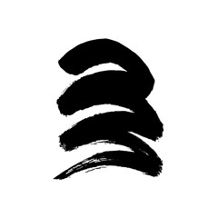 Vector abstract image, ink drawing, brush stroke. Black on white. Background, decorative element, decor, oriental style, Japan, China. Eps10