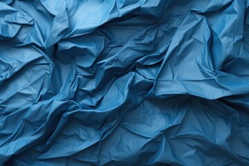 Blue crumpled paper background. Generative AI