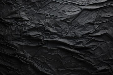 Black crumpled paper background. Generative AI