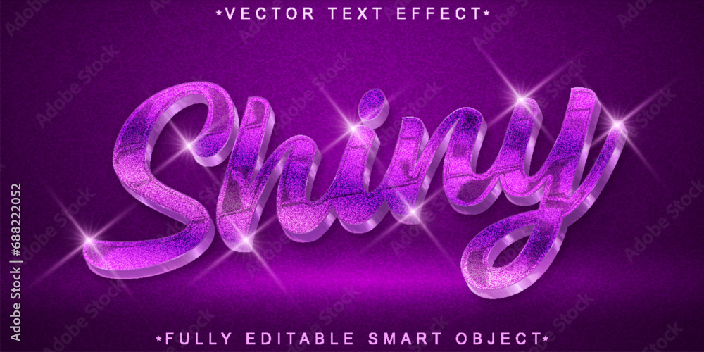 Poster purple glitter shiny vector fully editable smart object text effect