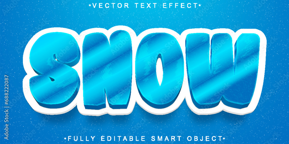 Poster cartoon winter snow vector fully editable smart object text effect