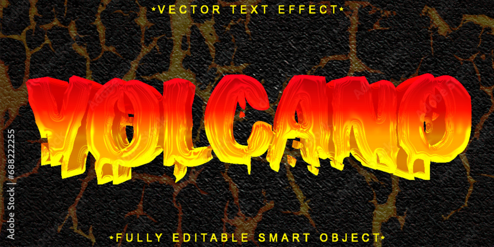 Poster Hot Volcano Vector Fully Editable Smart Object Text Effect