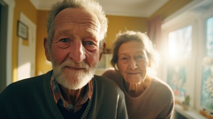Photo of elderly couple in living room