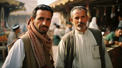 Foto op Canvas Middle Eastern men in a traditional local market © PixelPaletteArt