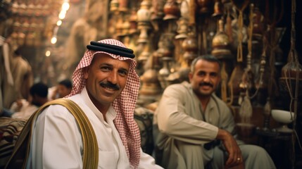 Obraz premium Middle Eastern men in a traditional local market