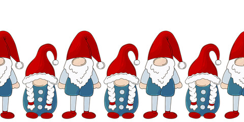 Cartoon Christmas and New Year seamless border