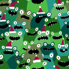Obraz premium Christmas animals seamless frogs pattern for wrapping paper and fabrics and linens and kids clothes print