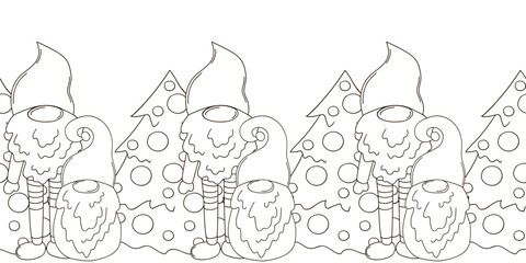 Coloring Christmas and New Year seamless border