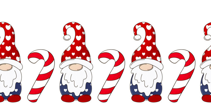 Cartoon Christmas and New Year seamless border