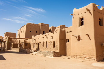 Document the traditional mud-brick architecture of the historic city of Diriyah - obrazy, fototapety, plakaty