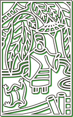 カラーシャドウシンプル花札　霜月　栃　11月　小野道風　栃に小野道風