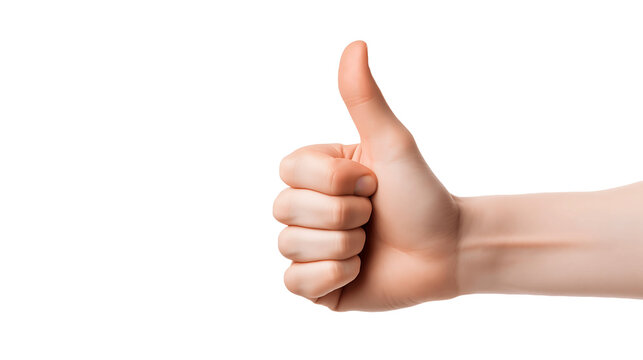 Mano con pulgar hacia arriba como s&iacute;mbolo de OK sobre fondo transparente