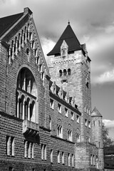 Stone historic Imperial castle with towers in Poznan