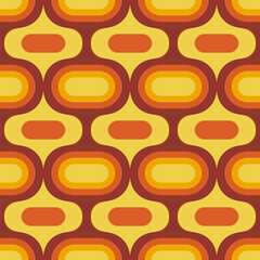 Retro Atomic ogee ovals brown yellow pattern