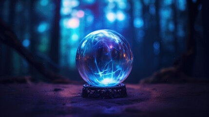 Magic ball, blurred dark background. Accessory for fortune telling