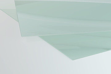 PVC sheet. Two transparent plastic panels, 3d illustration