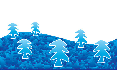 Winter landscape with stylized fir trees. New Year's and Christmas. Vector graphics.