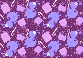 Cartoon animals dinosaur Christmas seamless dragon pattern for wrapping paper and kids clothes print