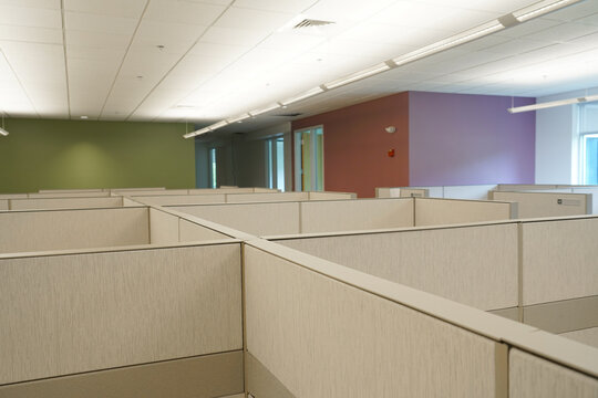 cubicles inside office building, place of work