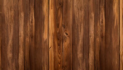 Fototapeta premium Brown wood panel repeat texture. Realistic timber dark striped wall background. Bamboo textured planks banner. Parquet board surface. Oak floor tile. Metal line shape fence 