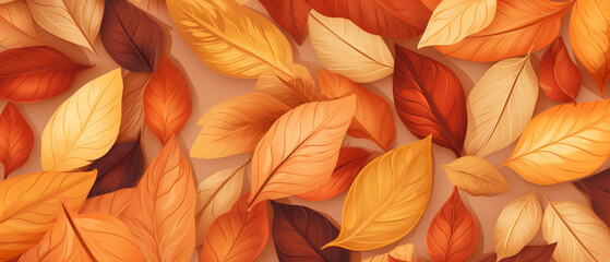 Fototapeta premium Vibrant mix of richly colored autumn leaves and foliage creates a warm and cozy background.