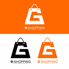 Shopping bag logo design with the letter G concept. Suitable for use as an online shop identity, online shopping application.