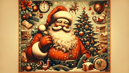 Obraz premium Vintage Santa Claus Celebration