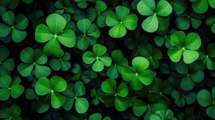 Fresh green clover leaves as background. St. Patricks Day - Powered by Adobe