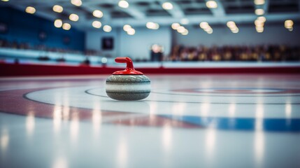 Granite curling stone. Curling on the ice. Team curling game. - obrazy, fototapety, plakaty