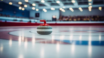Fotobehang Granite curling stone. Curling on the ice. Team curling game. © Lusi_mila