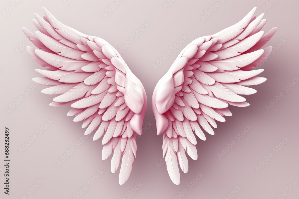 Poster wings of cupid. delicate background with selective focus and copy space