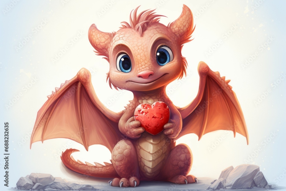 Poster dragon on a light background with selective focus and copy space