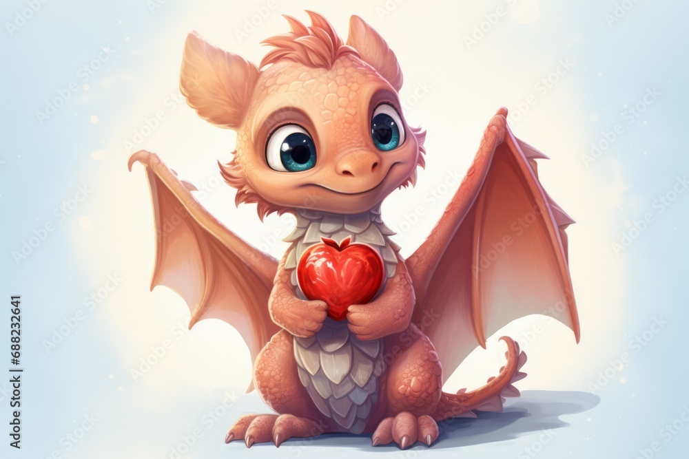 Poster dragon on a light background with selective focus and copy space
