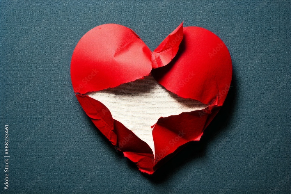 Poster torn heart. background with selective focus and copy space