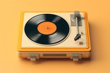 Fototapeta premium Retro Vinyl record player. Vintage nostalgia concept. Background with selective focus and copy space
