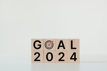 Starting to new year 2024 goals of business or life. Business common goals for planning new...
