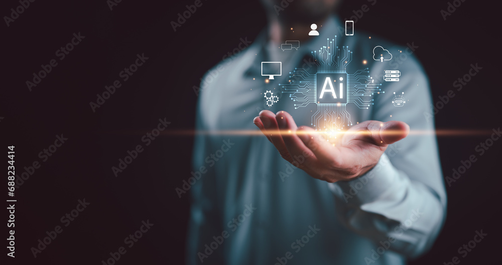 Poster ai, artificial intelligence, technology smart robot ai, artificial intelligence by enter command pro
