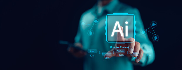 AI, Artificial Intelligence, technology smart robot AI, artificial intelligence by enter command...