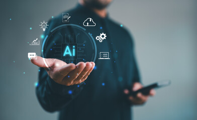 AI, Artificial Intelligence, technology smart robot AI, artificial intelligence by enter command...
