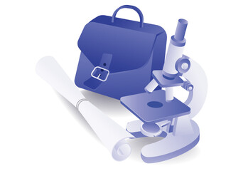 Business school analysis microscope illustration concept