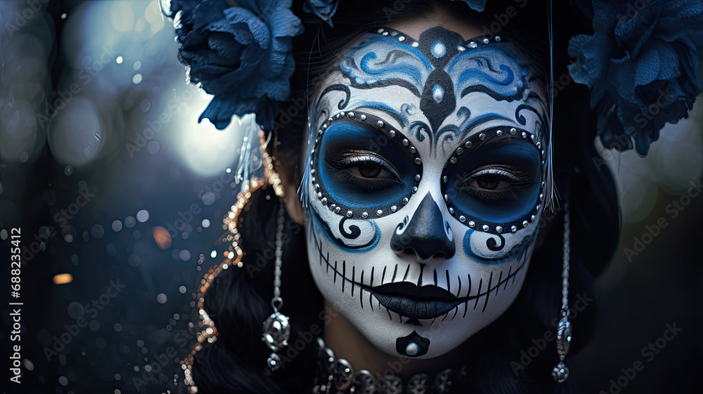 Wall mural beautiful woman dressed for mexican day of the dead. - Wall murals