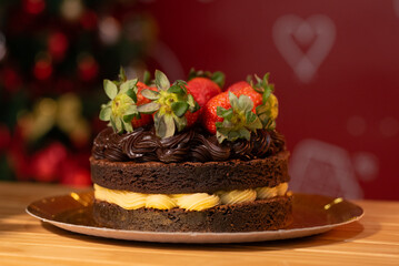 chocolate cake with strawberry