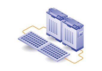 Energy storage battery solar panel technology concept illustration