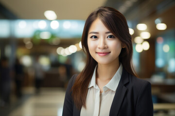 Obraz premium Professional Asian Businesswoman in Corporate Office Environment